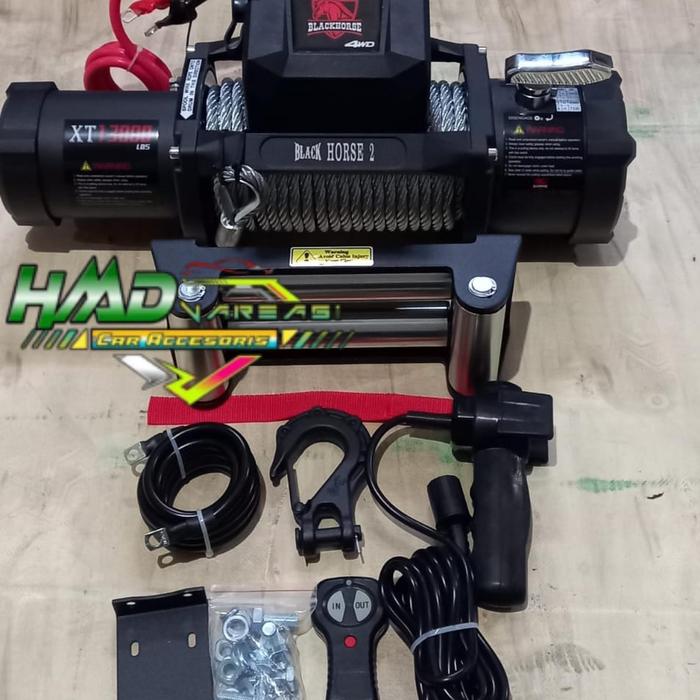 WINCH BLCAK HORS 13000LBS 6TON TALI DEREK OFF-ROAD JIMNY TAFT VITARA Harga 6,720,000 rupiah*Gratis Ongkir