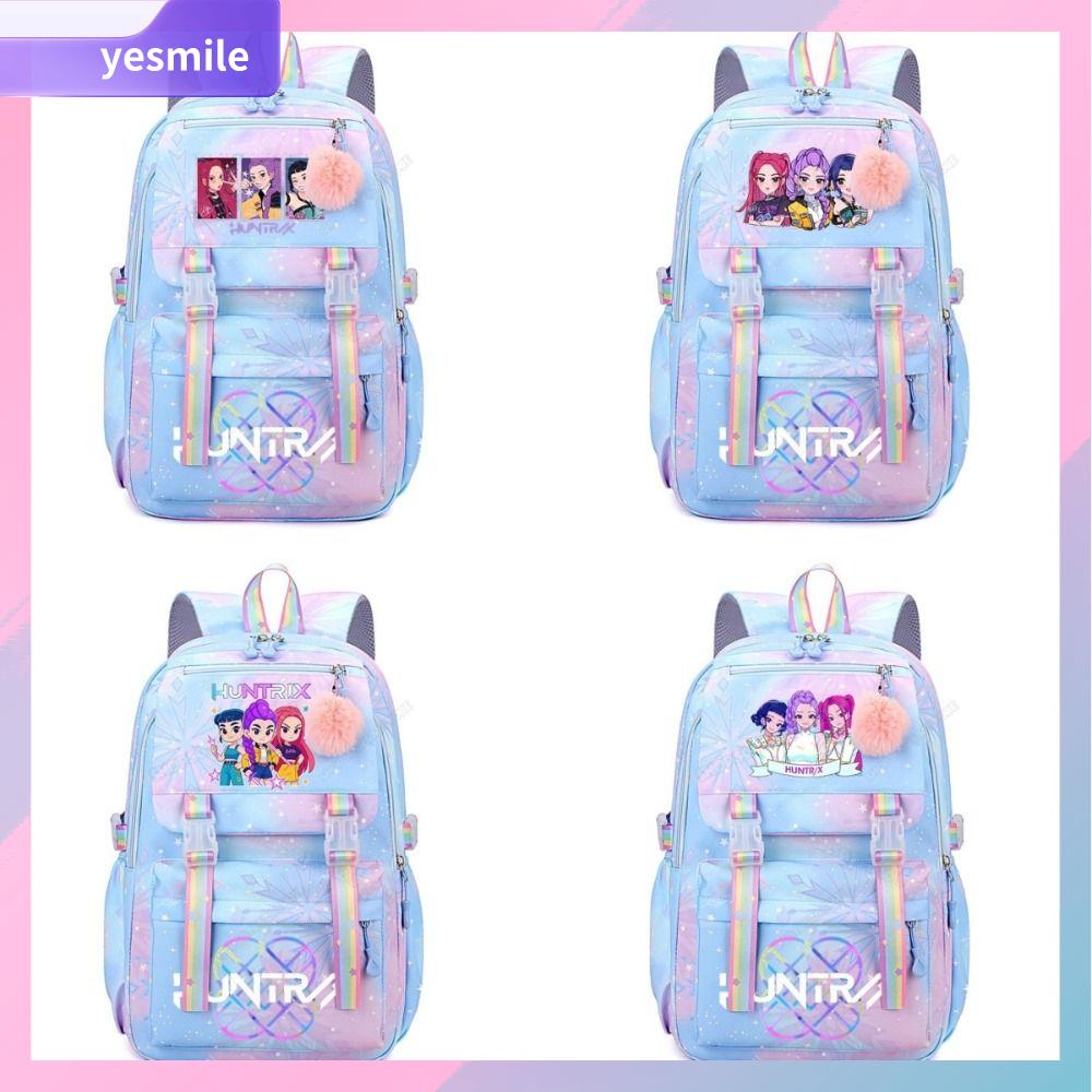 YESMILE Dung lượng lớn Ba lô KPop Phim hoạt hình Nhẹ Ba lô thợ săn quỷ Dễ thương Thoáng khí Túi sách Sử dụng trong trường học