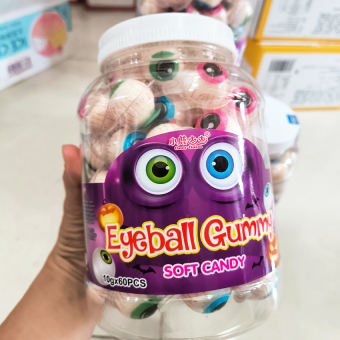 Hộp 60 Viên Kẹo Dẻo Có Nhân Hình Con Mắt Squid Game, Dưa Hấu, Gấu Trúc K59 - BeeGin Food Store