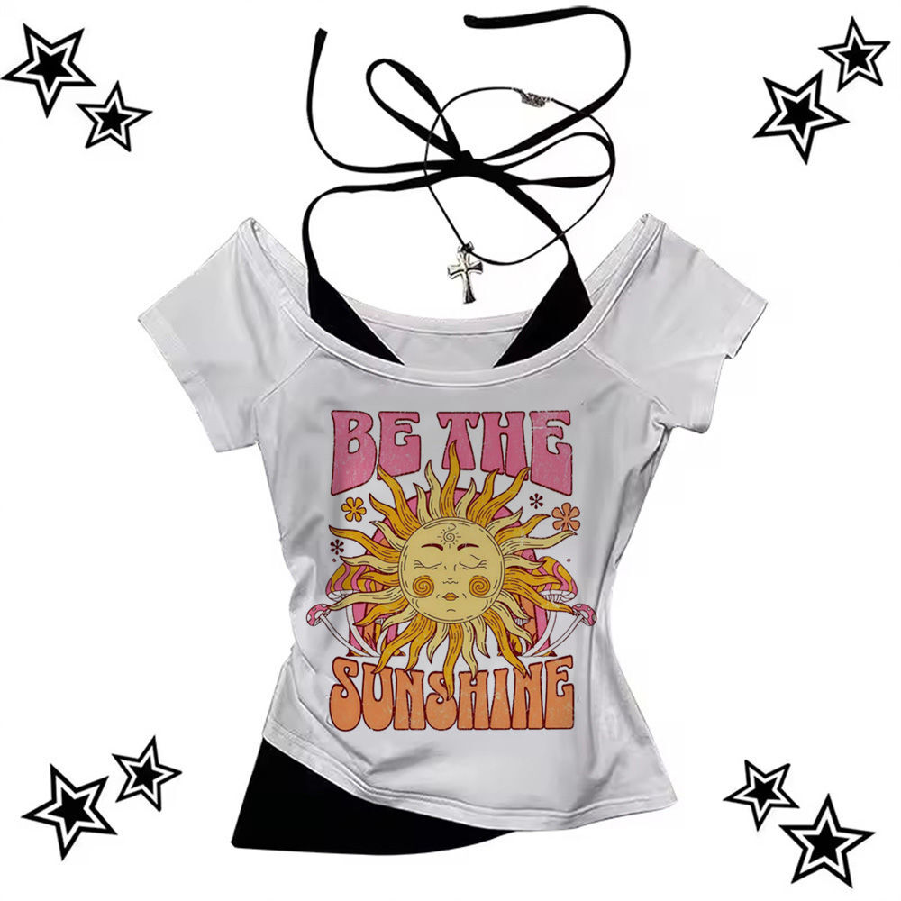 New store opening90s Street Outfits Y2k crop top babydoll corset Grunge summer gyaru coquette Slim Fit Cute gothic teens tees2025 COD