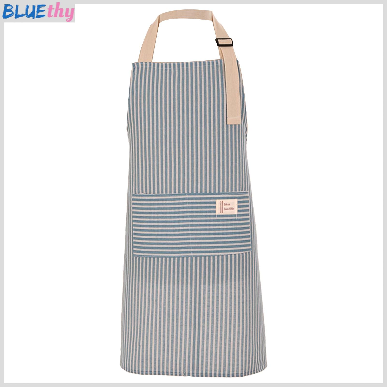 Bluethy Sleeveless Cooking Apron Cotton Linen Chef Apron Waterproof Striped Kitchen Apron for Men an