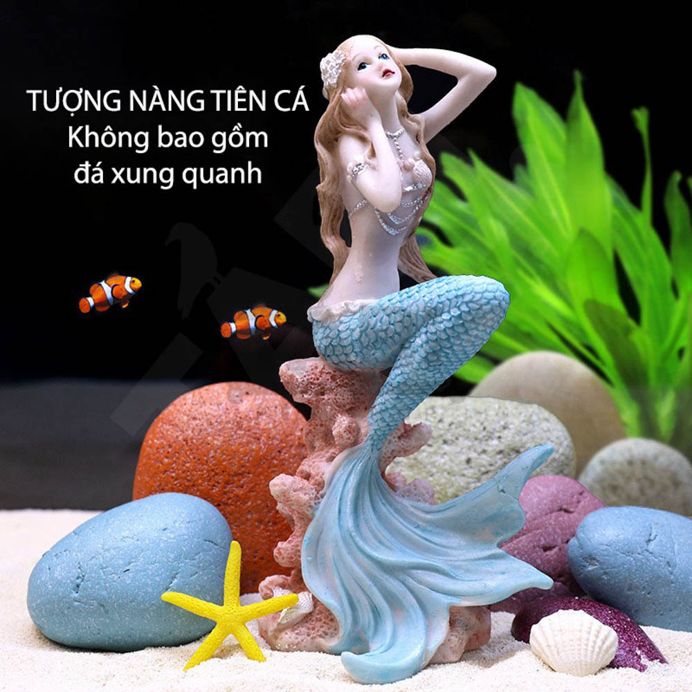 Tiểu cảnh, mô hình nàng tiên cá trang trí hồ cá, bể cá, chậu cây, tiểu cảnh terrarium