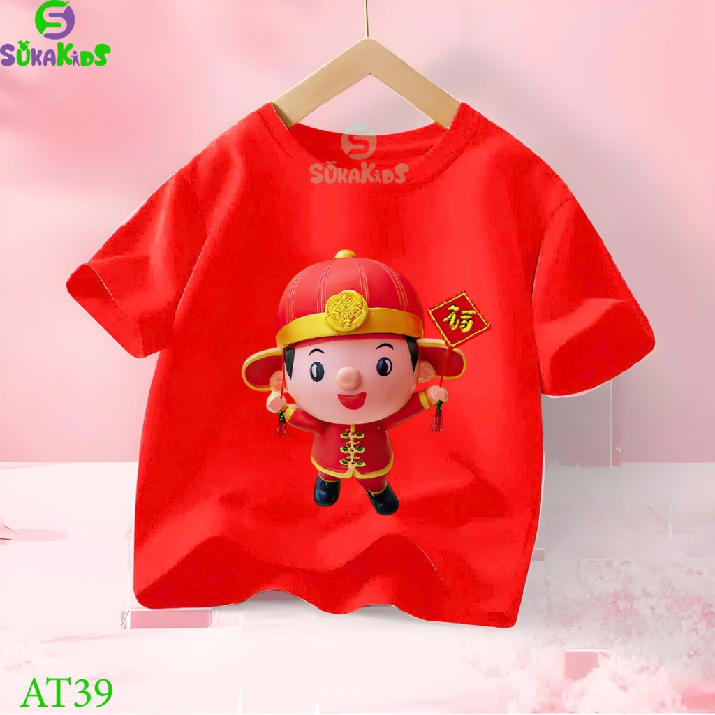 Combo 3 Áo thun xuân cho bé trai,gái hình in vui tết cho bé 6-29kg.AT39