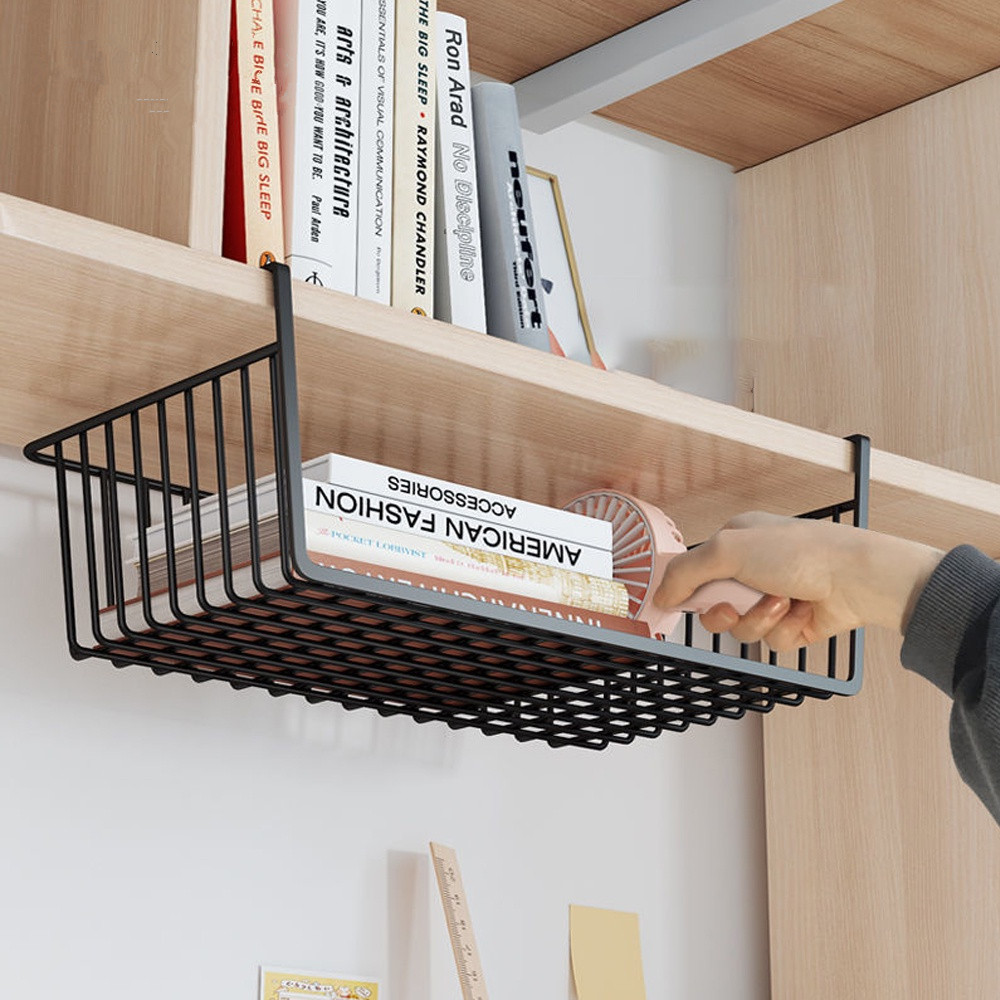  Khay Lưới Sắt Để Đồ Dưới Bàn Học - Kệ Khung Gài Siêu Gọn Gàng - Ngăn Kéo Size 28*22*13 34*22*10cm -ESTLA 