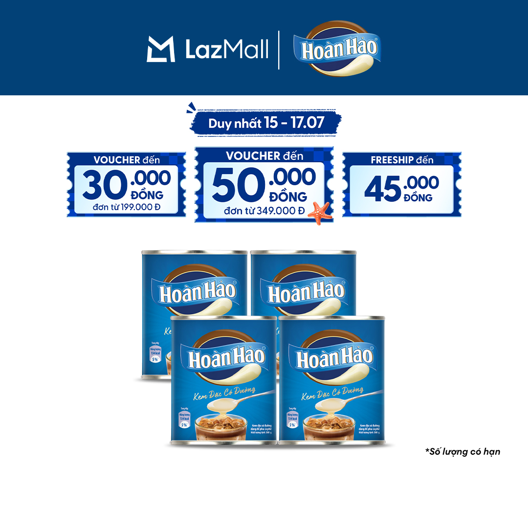 Combo 4 Lon Kem Đặc Có Đường Hoàn Hảo Lon 380g/lon