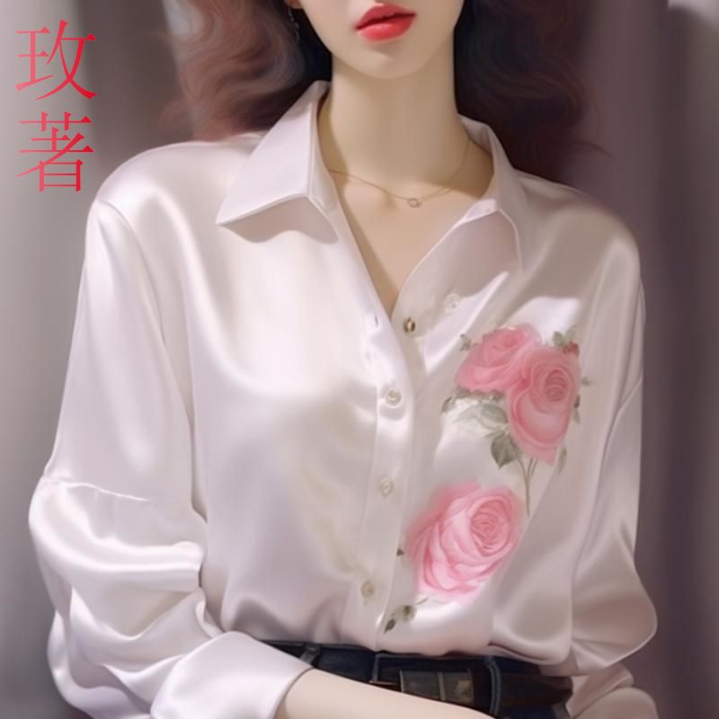 LUNAáo girl phố nữ váy nữ đẹp đi chơi Pháp trắng in mùa xuân áo sơ mi nữ 2024 Euro hàng nhỏ áo sang 
