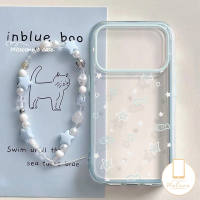 MissConnie Penutup Pelindung Kompatibel Untuk IPhone 11 16 13 15 12 14 Pro 16Pro 14Plus 16Plus Gelang Ikan Bintang Putih Segar Fashion Casing Tahan Guncangan Ponsel Lembut Bumper 2 in 1 Mewah