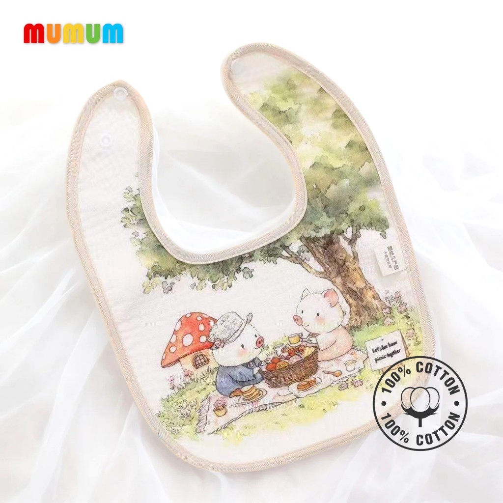 MUMUM Waterproof Baby Bibs - U Shape with Snap Closure婴儿口水巾