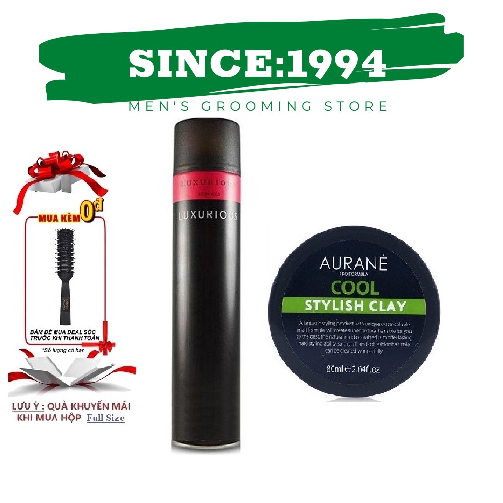 Sáp vuốt tóc aurané 80g - nhập pháp + gôm luxurious 400ml + tặng lược