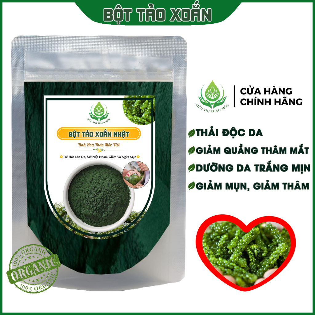 [THƯỢNG HẠNG] Bột Tảo Xoắn Spirulina Nhật Bản Nguyên Chất Đắp Mặt Nạ Giúp Trẻ Hóa Sáng Da Mờ Thâm Nám Giảm Mụn