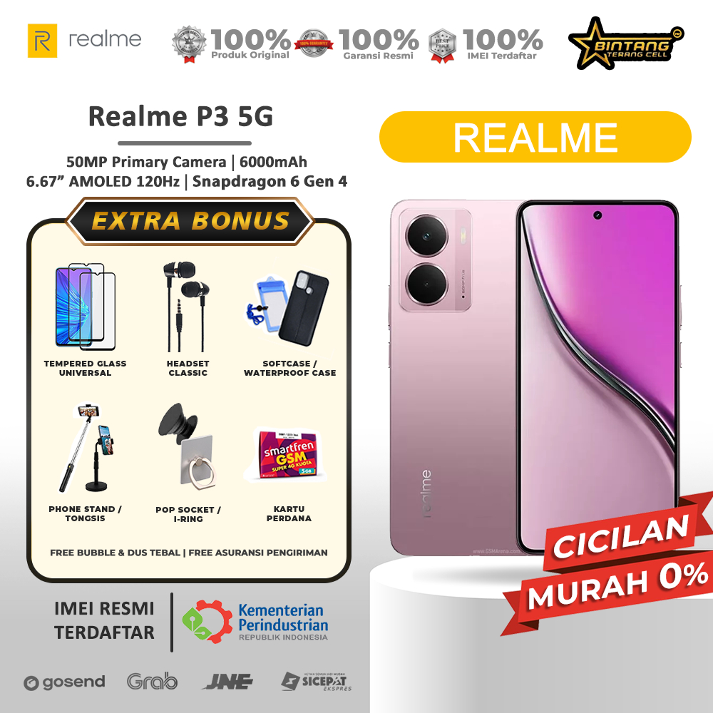 Realme P3 5G RAM 12/256GB Garansi Resmi Giá 4,998,000 Đồng*Miễn phí vận chuyển