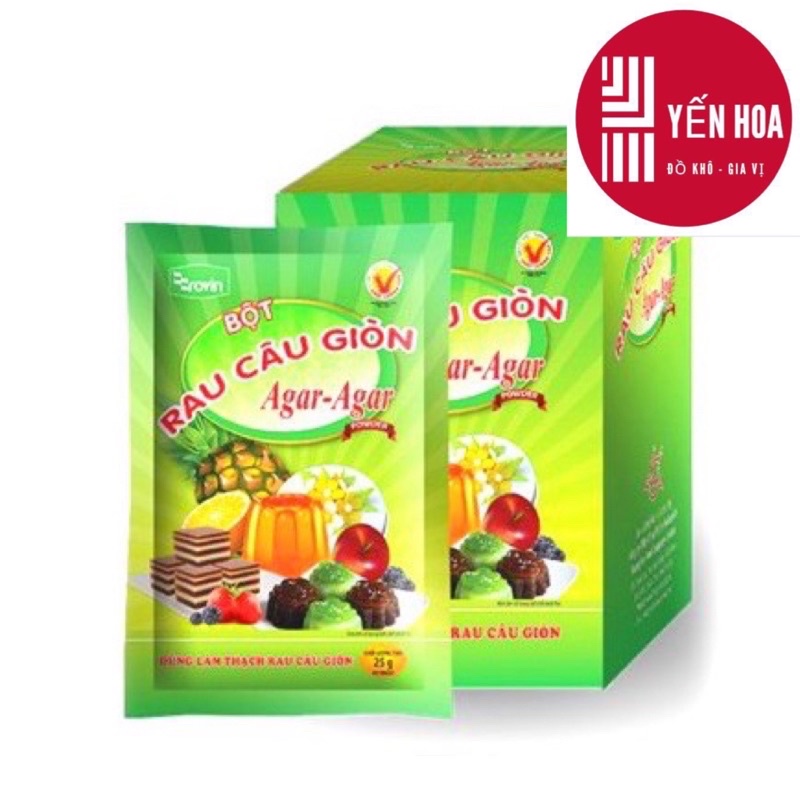  1 Hộp Bột rau câu Giòn Hoàng Yến   10 gói x 25g   