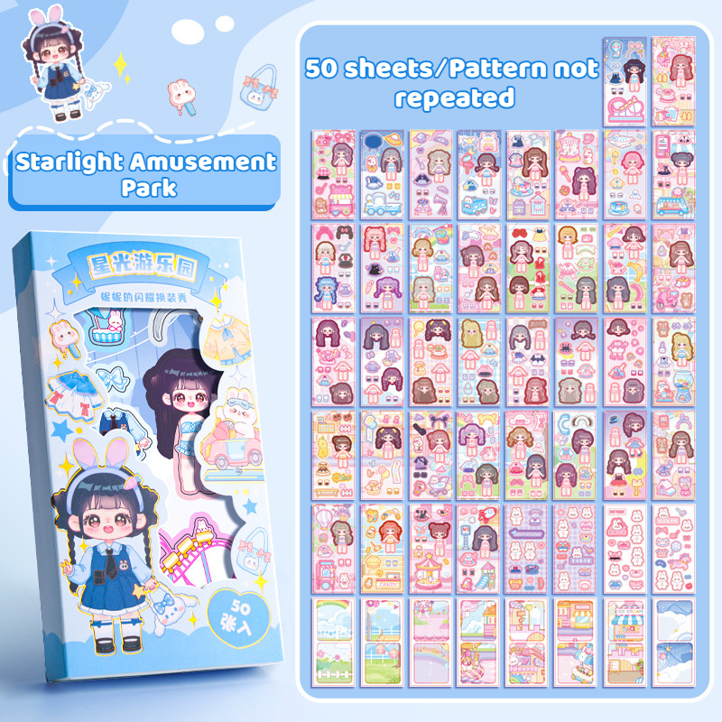 50 Sheets Princess Dress Up Sticker Book for Girls Cute DIY Decorate Stickers for Girls