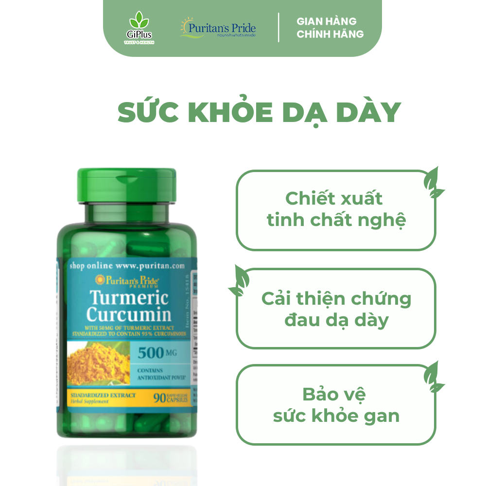 Viên Uống Tinh Chất Nghệ Puritan’s Pride Turmeric Curcumin 500mg (180 Viên/Lọ)