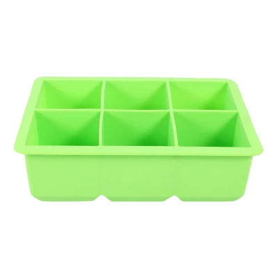 Silicone 6-Cavity Large Square Ice Pudding Jelly Soap Maker Mold Mould Tray Tool