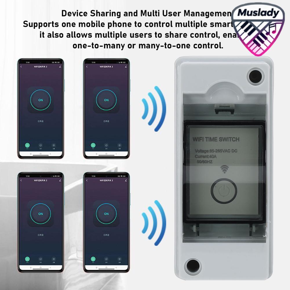 MUSLADY สวิตช์เวลา WIFI รองรับ Tuya APP 2P 40A โปรแกรมดิจิตอลรีโมทคอนโทรล Circuit Breaker สำหรับบ้านสมาร์ทพร้อมกล่องอุปกรณ์ติดตั้ง ราคา 1,057 บาท*ส่งฟรี