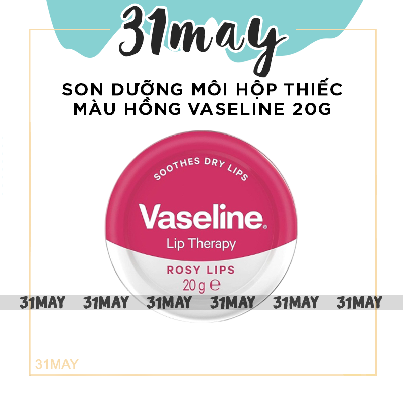 Son Dưỡng Vaseline Hộp Thiếc - Son Dưỡng Môi Vaseline Chính Hãng Hộp Màu Hồng 20g Giúp Môi Căng Mọng