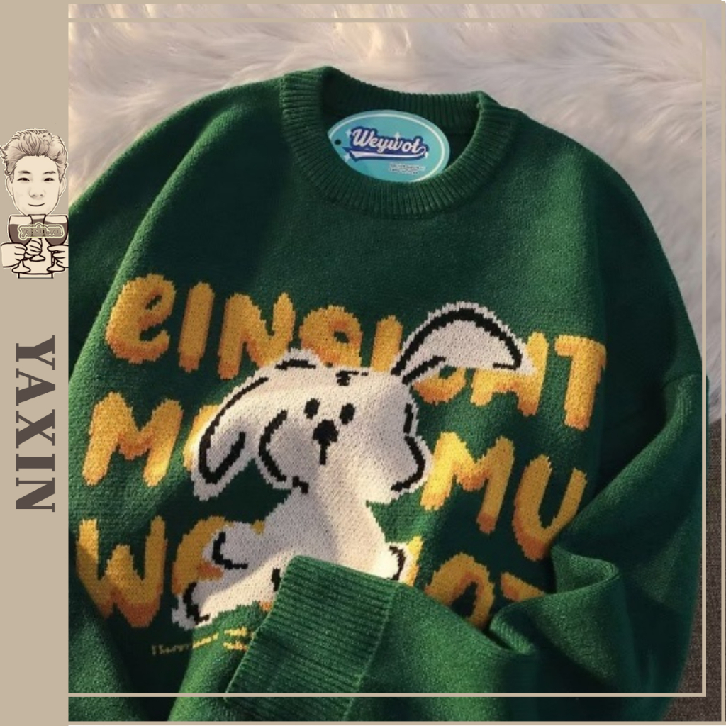 Áo Sweater Dệt len hàn quốc Kim Dáng Rộng Kiểu áo len tay dài áo len lông cừu áo đông áo len gấu Hàn Cá Tính Cho Nam
