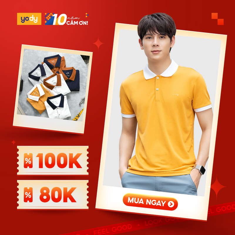 Áo polo nam YODY vải cafe phối nẹp áo thun nam có cổ chất liệu cafe tự nhiên chống tia UV thoáng mát APM3635