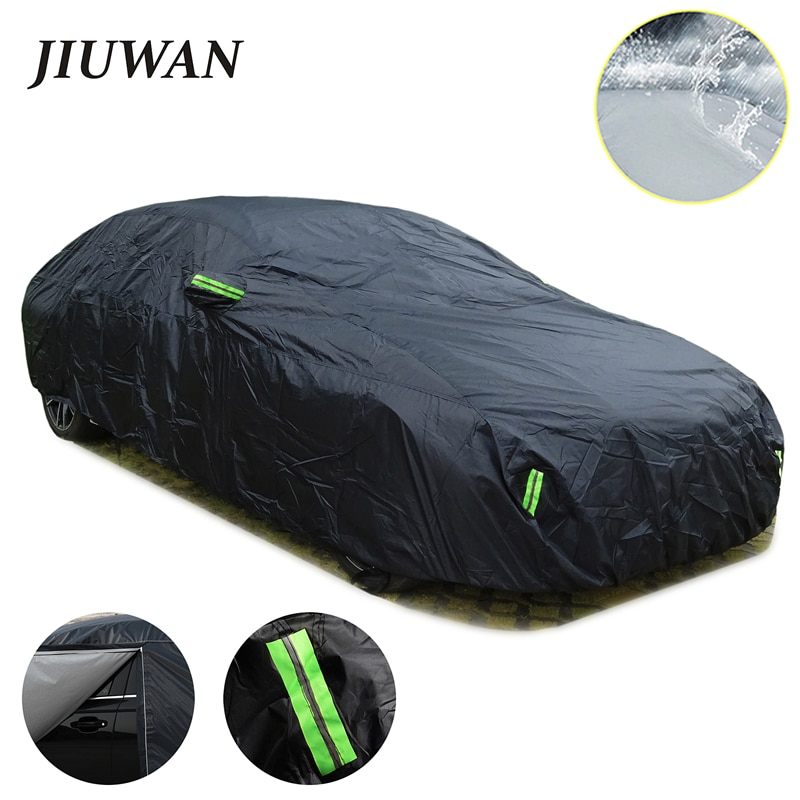 Phổ SUV/Sedan Đầy Đủ Áo trùm xe hơi Ngoài Trời Không Thấm Nước Mặt Trời Mưa chống tuyết UV Xe dây kéo thiết kế Đen Xe Trường Hợp Bìa S-XXL