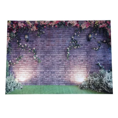 7x5ft Flowers Wall Photography Backdrops Brick Backdrop Spring Stuido Background