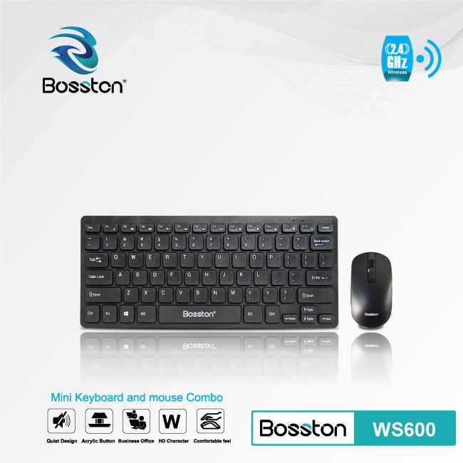Bộ bàn phím chuột không dây wireless Bosston WS600 mỏng cho máy tính và laptop-BH 1 đổi 1