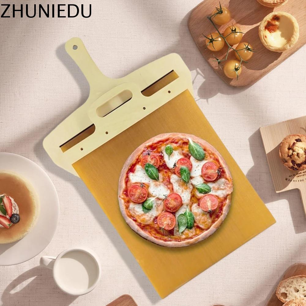 ZHUNIEDU Không dính Vỏ bánh Pizza trượt Có tay cầm Bằng gỗ Xẻng chuyển Pizza trượt Dụng cụ làm bánh Hình chữ nhật Cây vét bột Pizza Bánh Mì