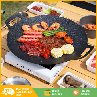 Chảo Đá Nướng Thịt Hàn Quốc, Chảo Gang Nướng Thịt Đa Năng Nướng BBQ, Chảo Đá Nướng Chống Dính Size 28cm,30cm,32cm,34cm,36cm,38cm,Chảo Gang Chống Dính Và Chống Gỉ Chắc Chắn, chảo nướng đá chống dính, chảo đá nướng thịt, chảo gang nướng