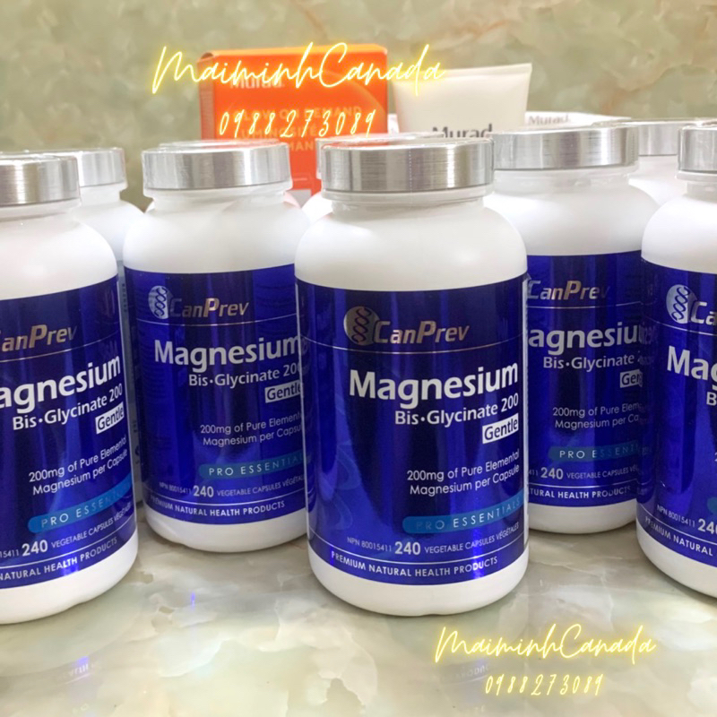 Viên uống Magnesium Bis Glycinate 200 Gentle Canprev Canada; Magie Bisglycinate