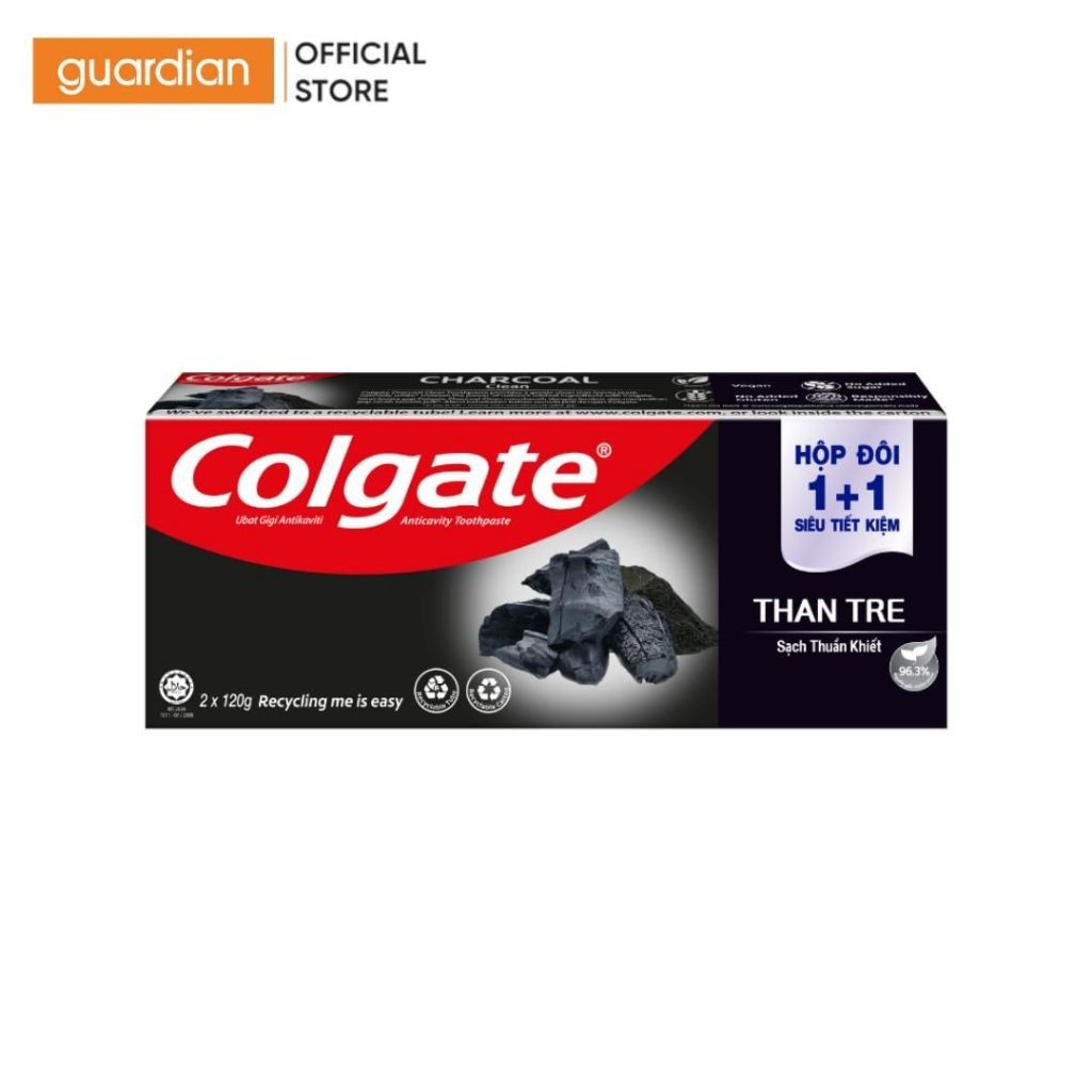 Bộ 2 Kem Đánh Răng Colgate Hỗ Trợ Khử Mùi Than Tre Hàn Quốc Sạch Thuần Khiết 120g x 2