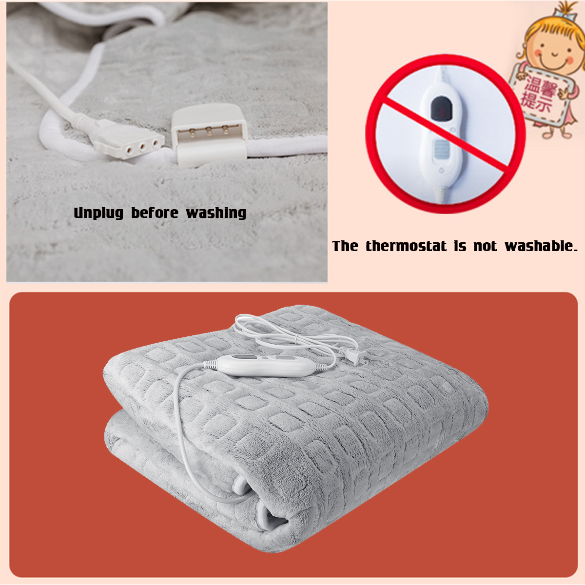 Chăn sưởi điện rửa sạch được đệm sưởi điều khiển tự động Đệm sưởi ấm nhiệt độ thông minh cảm biến flannel miếng sưởi ấm chạy điện Đệm sưởi ấm