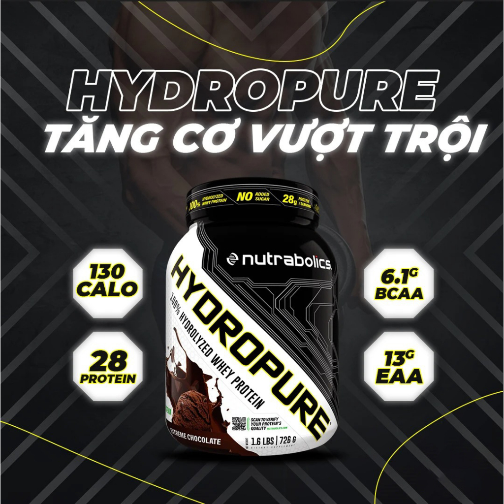 Sữa Tăng Cơ 100% Hydrolyzed Whey Protein Cao Cấp Nutrabolics HYDROPURE 4.5lbs