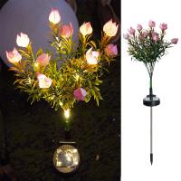 YERZ Solar Gardenia Light Cemetery Folower Light Garden Outdoor Waterproof LED Landscape Lamp For Christmas Lawn Halloween Decoration Lamp