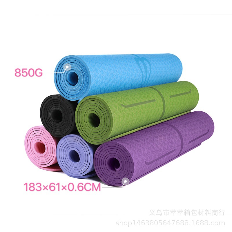 Double layer two color tear resistant tpe Yoga mat/6mm lengthened and widened anti slip body position lineqian818