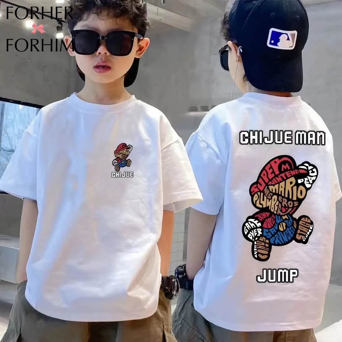 FORHERFORHIM Solid Color Children's Short-sleeved T-shirt for Boys Summer Handsome Medium and Large Children Half-sleeved Class Clothing Trend Top F145 ราคา 182 บาท*ส่งฟรี