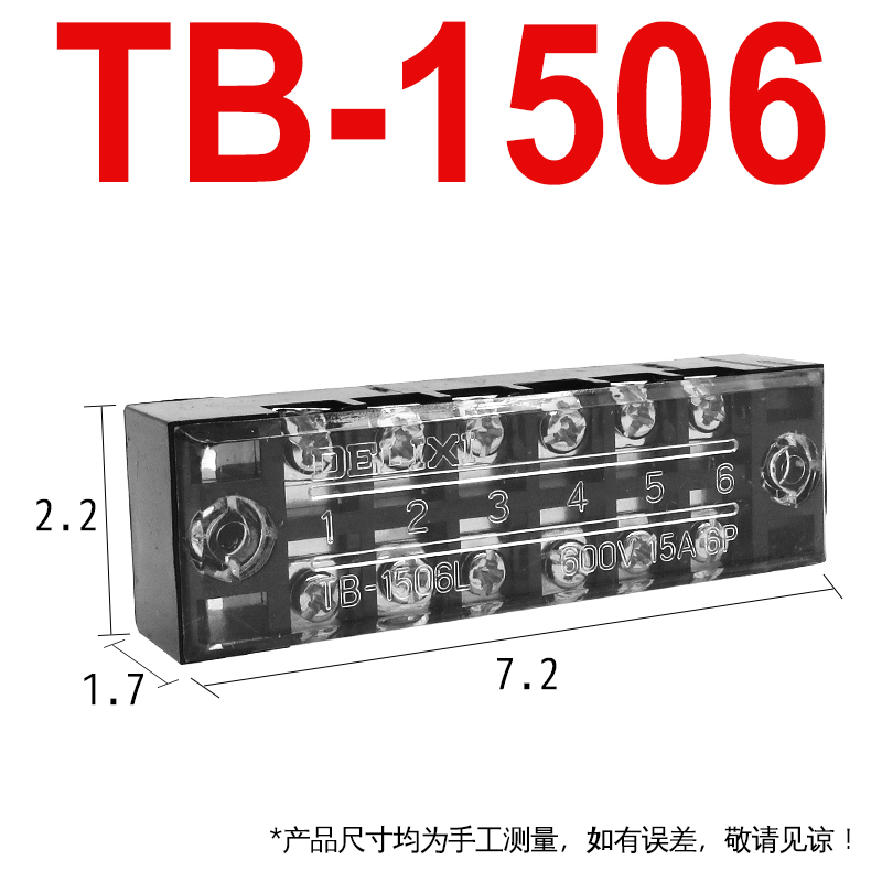Đầu Nối Dây Điện TB 1506 Delixi Đồng Nguyên Chất, Chống Cháy, 15A, 3 Vị Trí Domino Teminal Cho Hệ Thống Điện