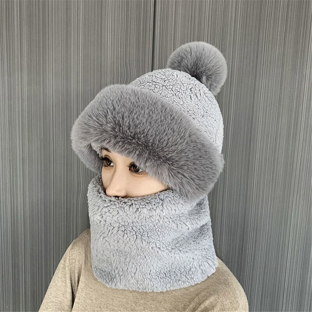 SALARY Mùa đông Tai Bảo Vệ Đi xe đạp Cổ Ấm Hơn Nhung sang trọng Mũ Beanies Hat Hat Khăn Đặt - 4