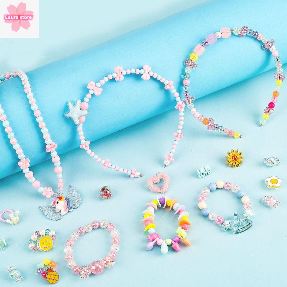 Eaura Dâu Tây Màu Hồng Handmade Món Quà Sinh Nhật Trẻ Em Dưa Hấu Đồ Chơi Cho Cô Gái Vòng tay trang sức Thiết Lập Bộ dụng cụ làm đồ trang sức Dây Chuyền