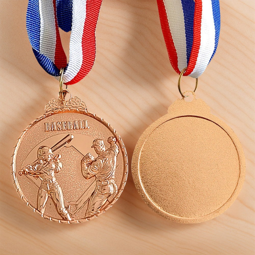 10Pcs Baseball Medals Sports Medals 5cm Metal Winner Medals with Neck Ribbon Competition Prize Medals for Baseball Race - 3