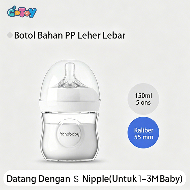 YAHABABY Botol Susu Bayi PP 55mm – Bebas BPA Sistem Anti Kembung Puting Mirip ASI (150ml & 330ml)