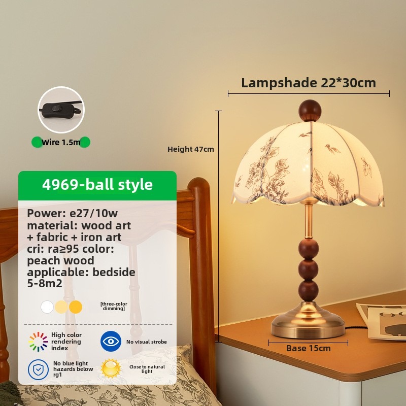 HEIKESZ French retro medieval style desk lamp bedroom American new Chinese style wabi sandy wind designer master bedroom bedside lamp advanced sense