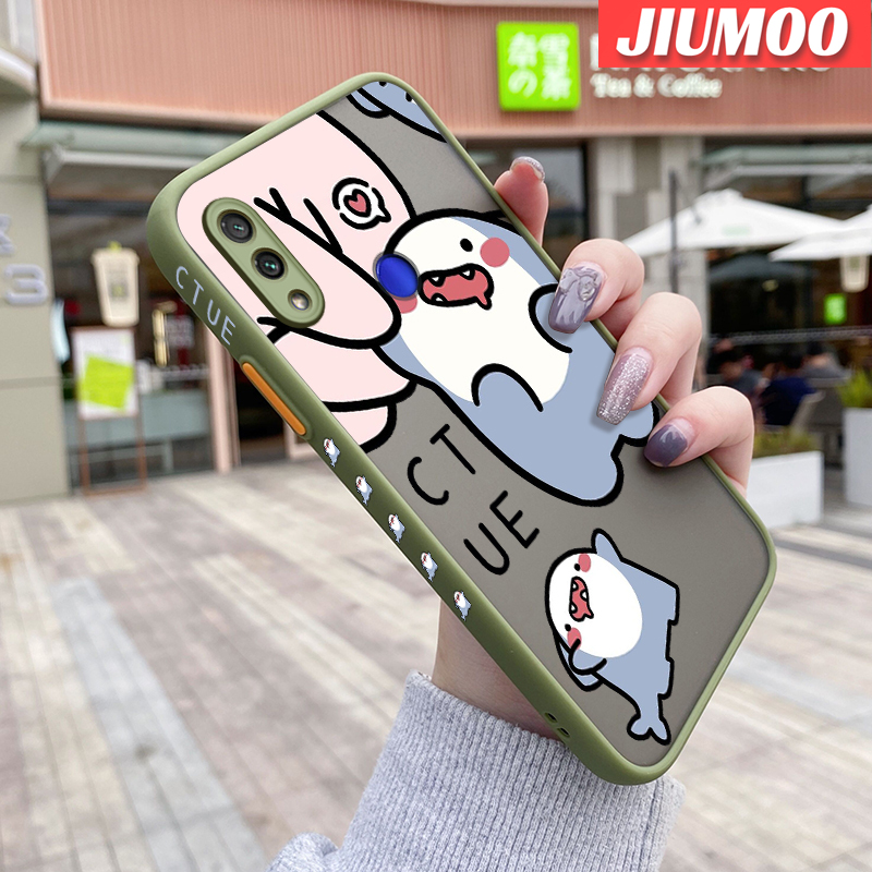Ốp lưng jiumoo cho Xiaomi Redmi Note 7 Note 7 Pro Note 7S Note7 Ốp bảo vệ ống kính máy ảnh bao gồm tất cả Ốp điện thoại chống sốc trong suốt mới Họa Tiết Cá Mập Dễ Thương