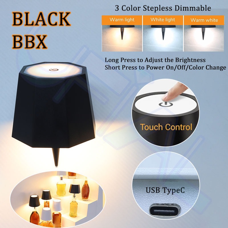 LED Wireless Wine Bottle Lamp with 3 Modes Light Dimming Wine Bottle Light Touch Control Table Lamp USB Rechargeable