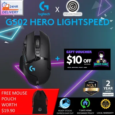 Logitech G502 Hero Lightspeed Wireless Gaming Mouse [24 hours delivery + FREE Mouse Pouch + $10 Mouse Clinic Voucher]