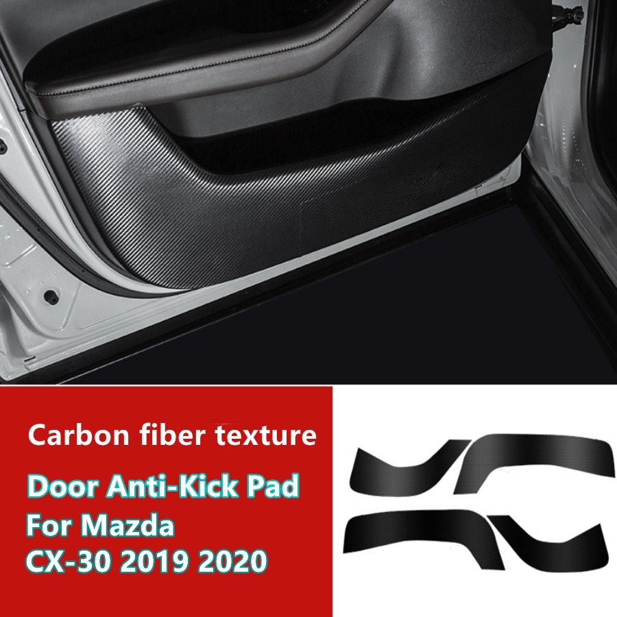 4 miếng dán che Thảm bảo vệ cạnh bên chống Đích đá cửa sợi carbon xe ô tô cho CX-30 Mazda 2019 2020