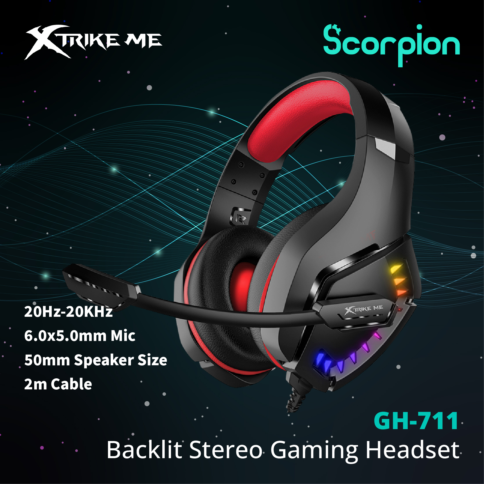 Xtrike-Me GH-711 Backlit Stereo Gaming Headset - Jenama NOBRAND Harga 105 Ringgit*Penghantaran Percuma