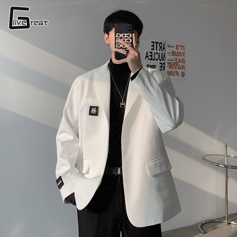 Người Đàn Ông Của Trắng Blazer phong cách Hàn Quốc Thời Trang Và Đẹp Trai Phù Hợp Với Giản Dị Lỏng Lẻo Và Thoải Mái