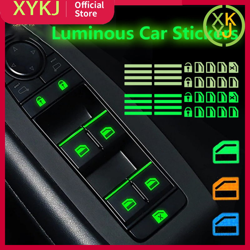 1 pcs/set car door window switch button stickers glow in the dark for Toyota-in-the-dark stickers for car buttons Harga 10,599 rupiah*Gratis Ongkir