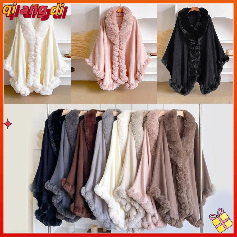 QIANGDI Màu sắc chuyển sắc Áo choàng nhung Thường ngày Ấm áp sang trọng Khăn choàng mùa đông Phụ kiện thời trang Thanh lịch Khăn choàng nữ cho mùa đông