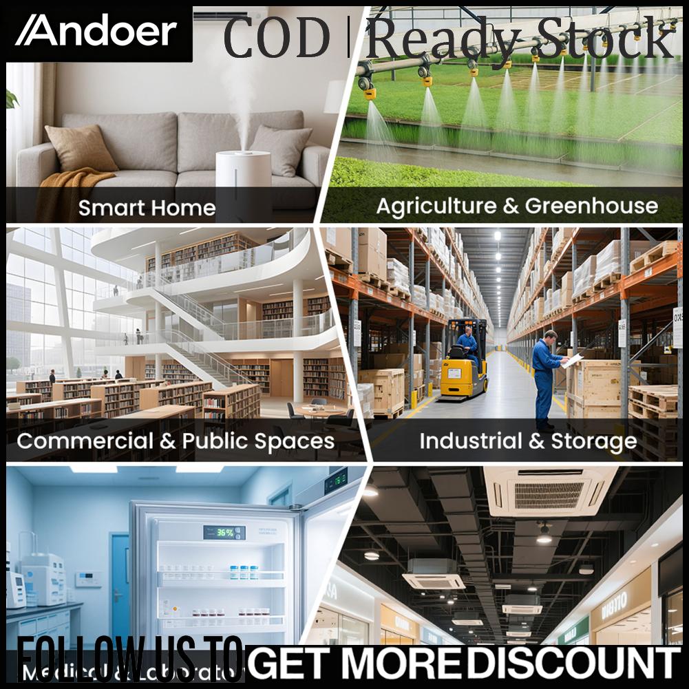 Andoer WiFi อุณหภูมิความชื้นสวิทช์ 16A DIN Rail Mount สมาร์ทอุณหภูมิความชื้นเซนเซอร์สำหรับ Incubator Breeding Farm ราคา 1,438 บาท*ส่งฟรี